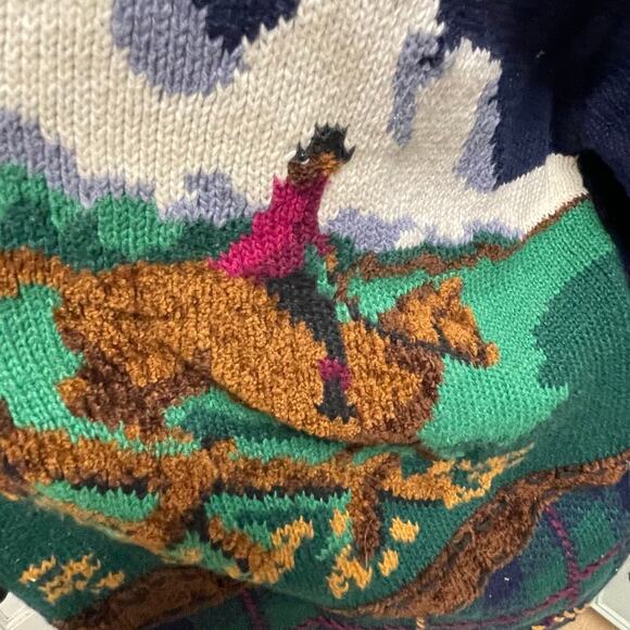 Jantzen Vintage Cardigan Knit Sweater Size XL Equestrian Horses Roses Womens - Picture 2 of 10